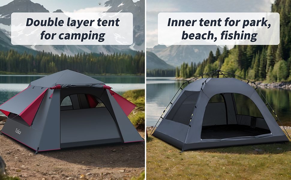 yafaca 3-person pop-up tent interior black forest 2025