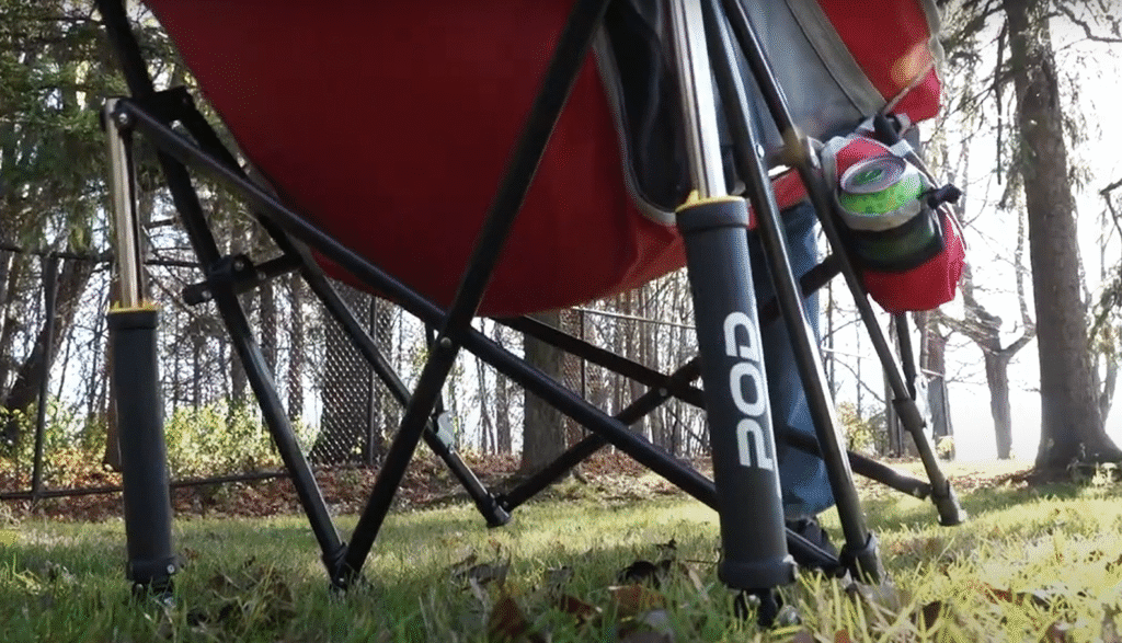 A close-up of the spring mechanism that makes the chair rock.